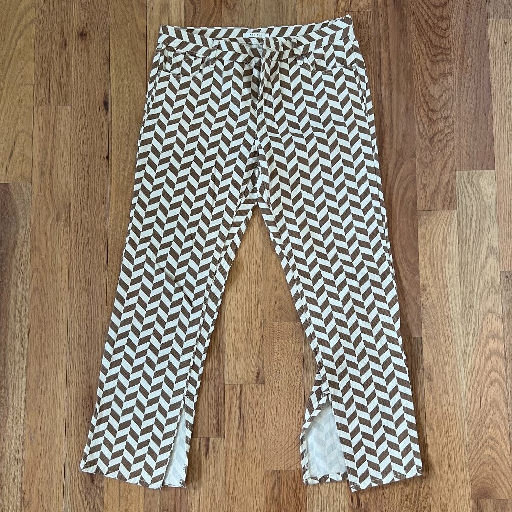 Pacsun - Brown Tan Chevron Low Rise Straight Leg Jeans Split Hem - size 29 - Picture 3 of 8